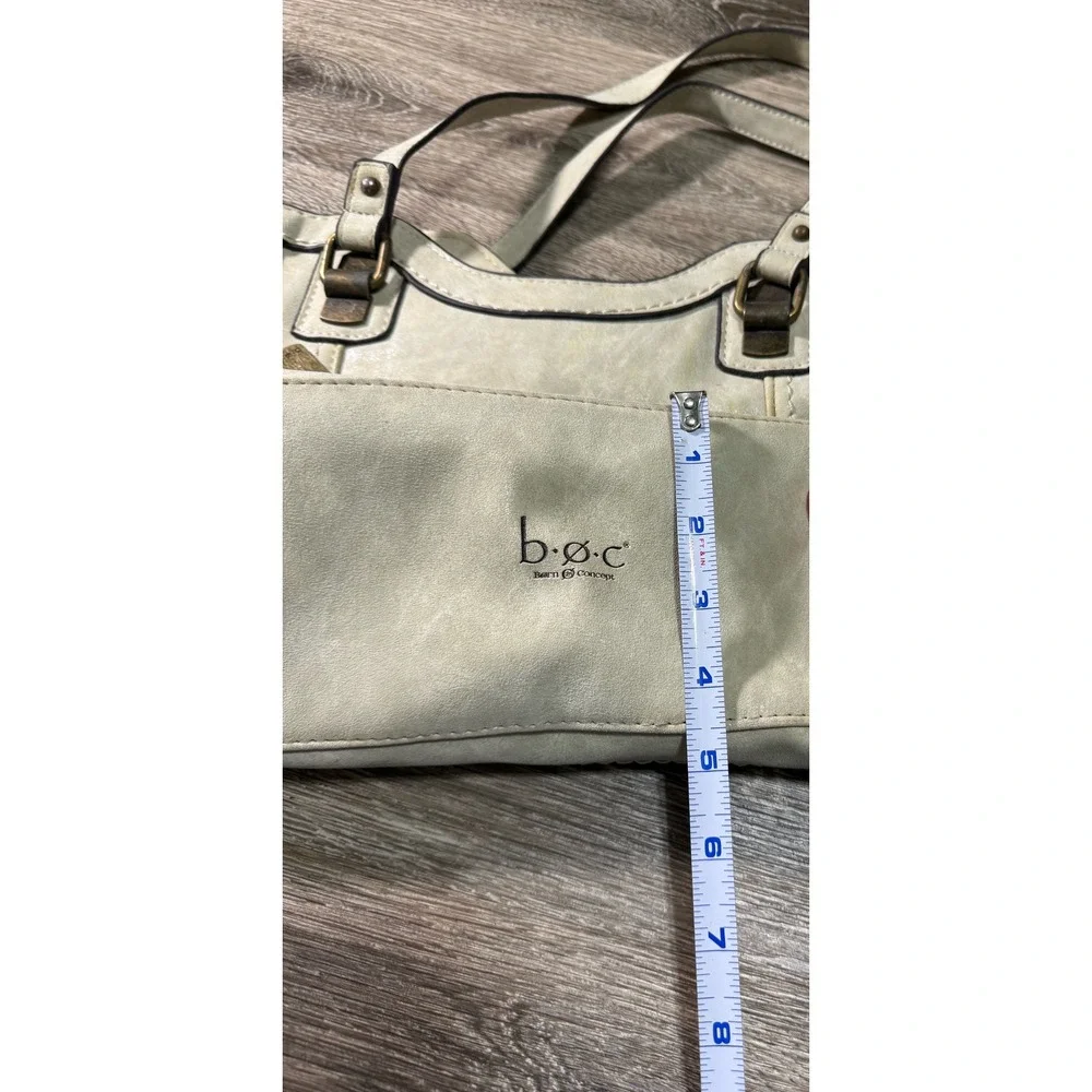 B.O.C. Born Concept Cream Faux Leather Shoulder Bag Tote Off-White Coastal Boho‎